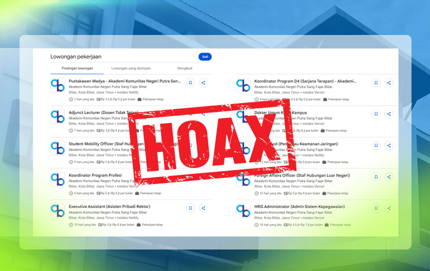 07132026-hoaxloker- PERINGATAN RESMI! Beredar Lowongan Kerja Palsu Mengatasnamakan AKN Blitar, Jangan Tertipu!